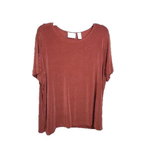 Alfred Dunner Orange Scoop Neck Knit Short Sleeve Casual Top‎ Women's Size Large